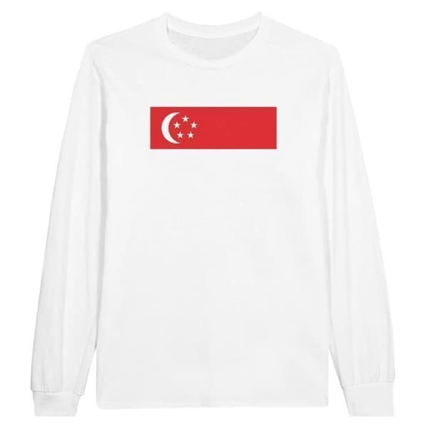 T-shirt med långa ärmar - PIXELFORMA - Singapore flagga - 100% bomull - Långa ärmar - Regular fit