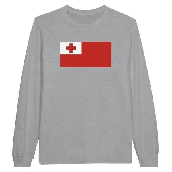 Långärmad t-shirt - PIXELFORMA - Flag of Tonga - 100 % bomull - Långa ärmar - Optimal komfort