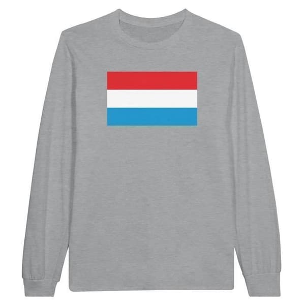Långärmad T-shirt - PIXELFORMA - Luxemburgs flagga - 100% bomull - Grafit heather - Långärmad