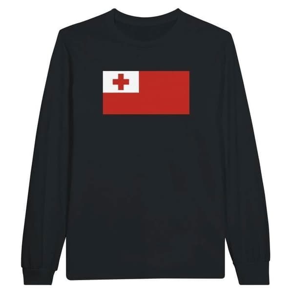 Långärmad t-shirt - PIXELFORMA - Flag of Tonga - 100 % bomull - Långa ärmar - Optimal komfort