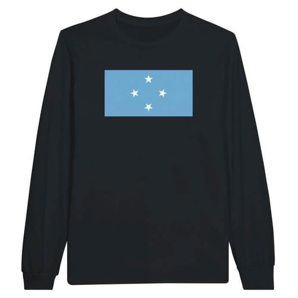 Långärmad T-shirt - PIXELFORMA - Förbundsstaterna i Mikronesiens flagga - Svart - Regular fit - Vuxen