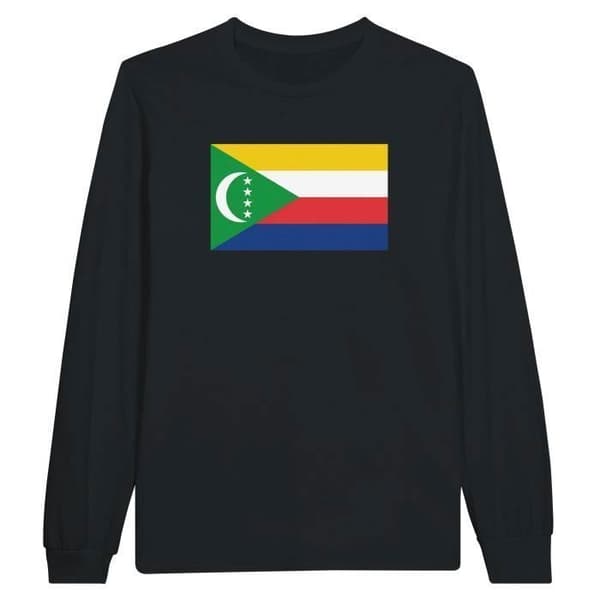 Långärmad t-shirt - PIXELFORMA - Komorernas flagga - 100 % bomull - Långa ärmar - Normal passform