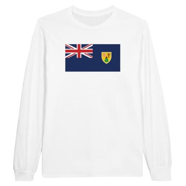 Turks- och Caicosöarna Flagga långärmad T-shirt i vit