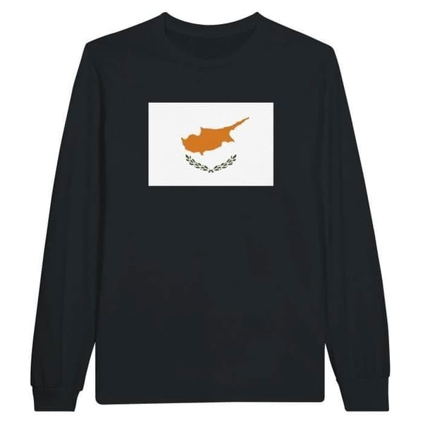 T-shirt med långa ärmar - PIXELFORMA - Cyperns flagga - 100% bomull - Svart - Långa ärmar