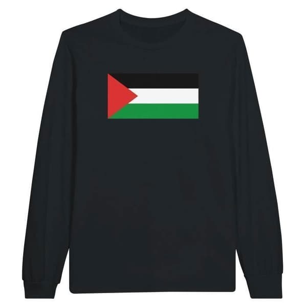 Långärmad T-shirt - Palestinas flagga - Svart - 100% bomull - Regular fit - Unisex