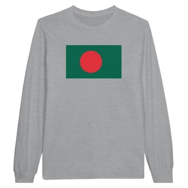 Långärmad T-shirt - PIXELFORMA - Flagga av Bangladesh - 100% bomull - Långa ärmar - Optimala komfort