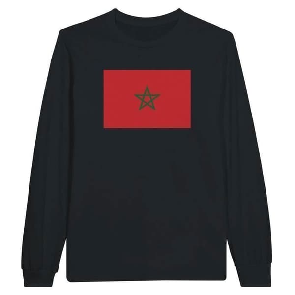 Långärmad t-shirt - PIXELFORMA - Marockos flagga - 100 % bomull - Långa ärmar - Optimal komfort