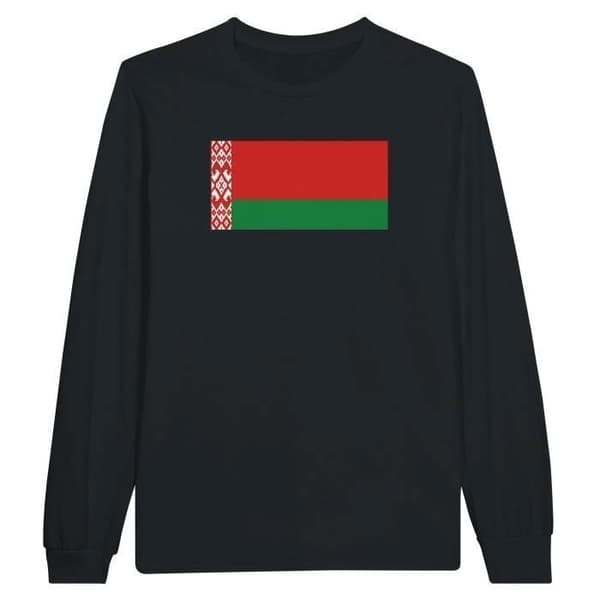 Långärmad t-shirt - PIXELFORMA - Vitrysslands flagga - Svart - 100% bomull - Herr