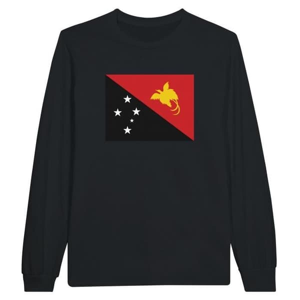 Papua Nya Guineas flagga långärmad T-shirt i svart