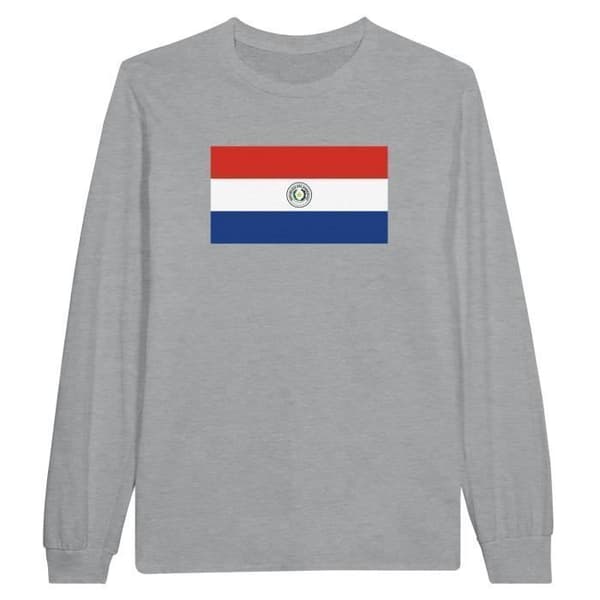 Långärmad t-shirt - PIXELFORMA - Flag of Paraguay - Grå - Vanlig - Vuxen