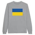 Miniatyrbild 1 av 3: Långärmad T-shirt - PIXELFORMA - Ukrainas flagga - 100% bomull - Långa ärmar - Grå