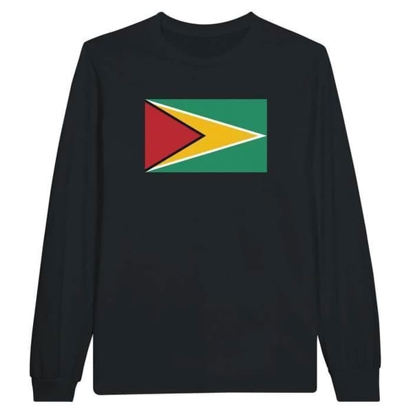 T-shirt med lång ärm - PIXELFORMA - Guyanas flagga - Svart - 100% bomull - Vuxen