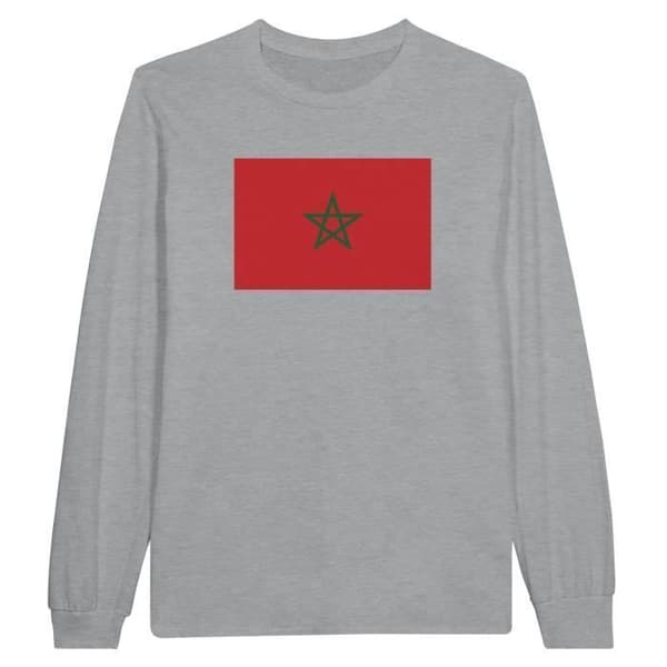 Långärmad t-shirt - PIXELFORMA - Marockos flagga - 100 % bomull - Långa ärmar - Optimal komfort