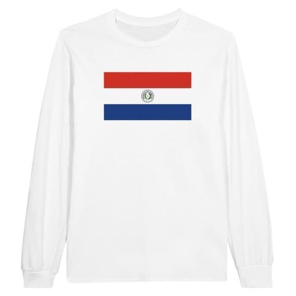 Långärmad t-shirt - Paraguayflagga - Vit - 100% bomull - Regelbunden passform - Unisex