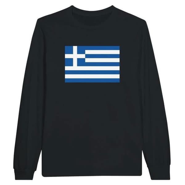 T-shirt med långa ärmar - PIXELFORMA - Greklands flagga - 100% bomull - Långa ärmar - Unisex