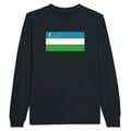 Miniatyrbild 1 av 3: Långärmad t-shirt - PIXELFORMA - Uzbekistan flagga - 100% bomull - Svart - Långärmad
