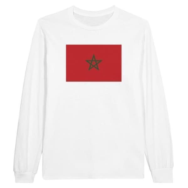 Långärmad t-shirt - PIXELFORMA - Marockos flagga - 100 % bomull - Långa ärmar - Optimal komfort