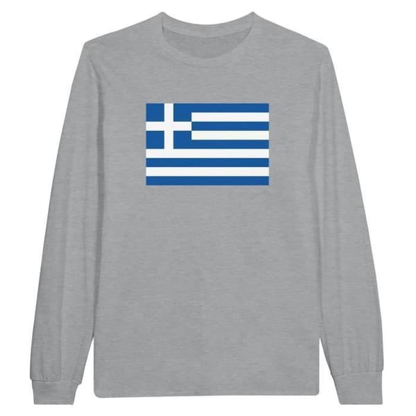 T-shirt med långa ärmar - PIXELFORMA - Greklands flagga - 100% bomull - Långa ärmar - Optimal komfort