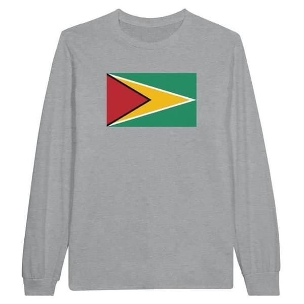 T-shirt med lång ärm - PIXELFORMA - Guyanas flagga - Grå - 100% bomull - Vuxen