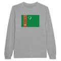 Miniatyrbild 1 av 3: Långärmad T-shirt - PIXELFORMA - Turkmenistans flagga - Grå - Klassisk krage - Regular passform