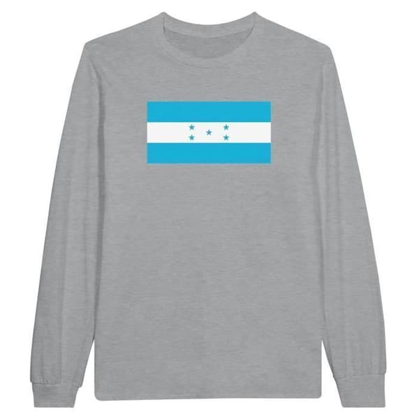 Långärmad T-shirt - PIXELFORMA - Honduras flagga - Grå - Man - Klassisk krage