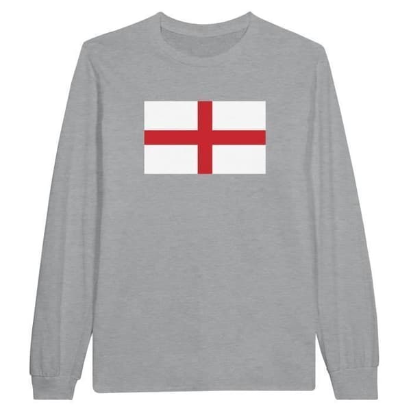 T-shirt - Englands flagga - Grå - 100% bomull - Långa ärmar - Klassisk passform