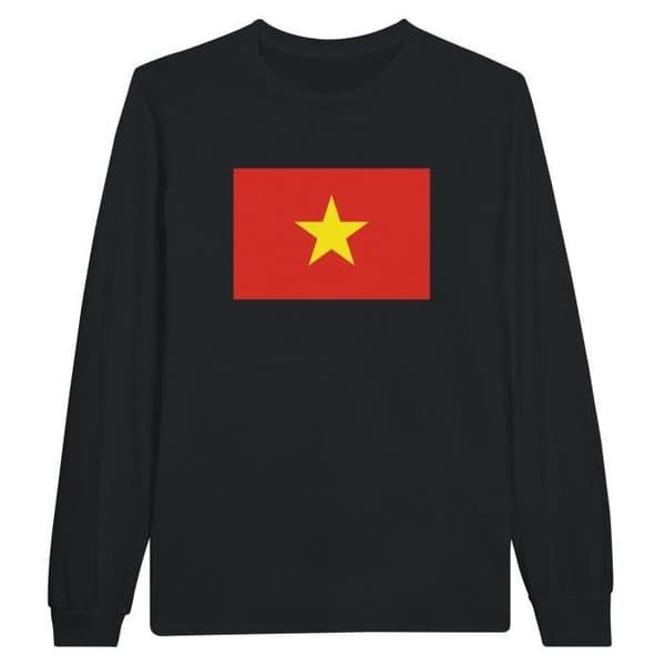 Långärmad t-shirt - PIXELFORMA - Flag of Vietnam - Svart - Vanlig - Vuxen - Klassisk krage