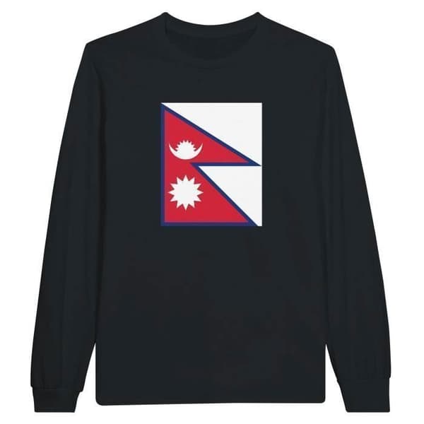 T-shirt med lång ärm - PIXELFORMA - Nepals flagga - 100% bomull - Långärmad - Optimal komfort