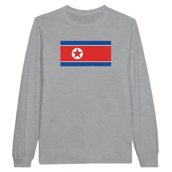 Nordkoreas flagga långärmad T-shirt i grått