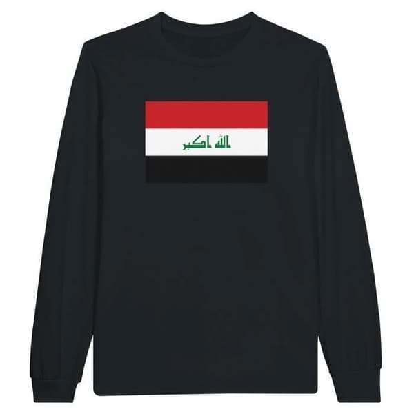 T-shirt med långa ärmar - PIXELFORMA - Iraks flagga - 100% bomull - Långa ärmar - Optimal komfort