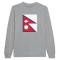 Miniatyrbild 1 av 3: Nepal Flag långärmad t-shirt - PIXELFORMA - Vanlig - Grå - Långärmad - 100 % bomull