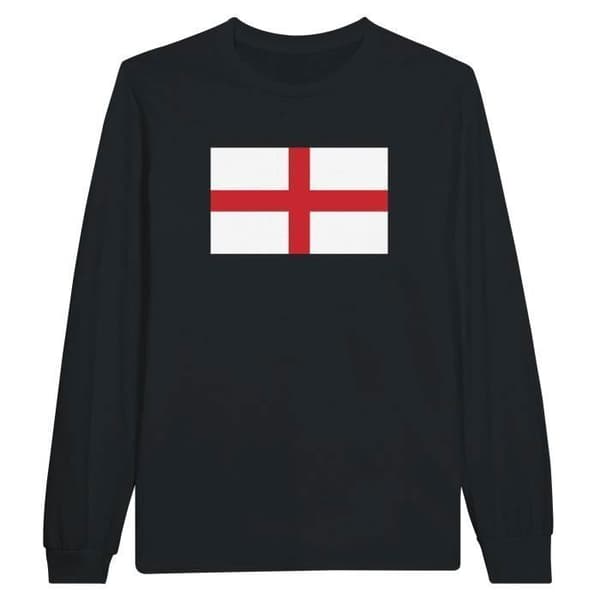 T-shirt med lång ärm - Englands flagga - Svart - 100% bomull - Klassisk passform - Unisex