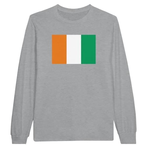 T-shirt - Elfenbenskusten - Grå - 100% bomull - Långa ärmar - Klassisk passform