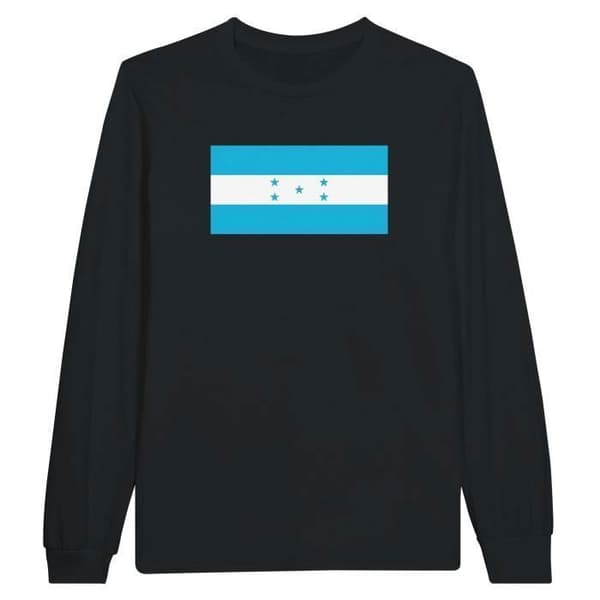 Långärmad t-shirt - PIXELFORMA - Honduras flagga - Svart - 100% bomull - Herr
