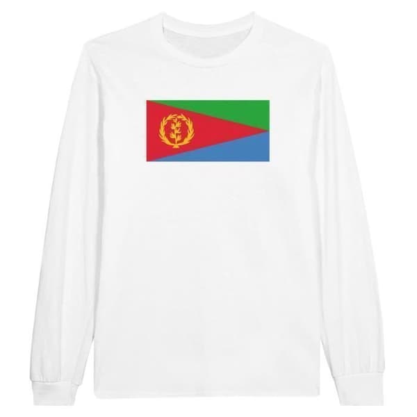 Långärmad T-shirt - PIXELFORMA - Eritreas flagga - 100% bomull - Klassisk krage - Unisex