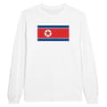 Miniatyrbild 1 av 3: T-shirt - Nordkoreas flagga - Vit - 100% bomull - Långa ärmar - Regular fit