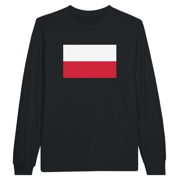 Poland Flag Långärmad T-shirt i Svart