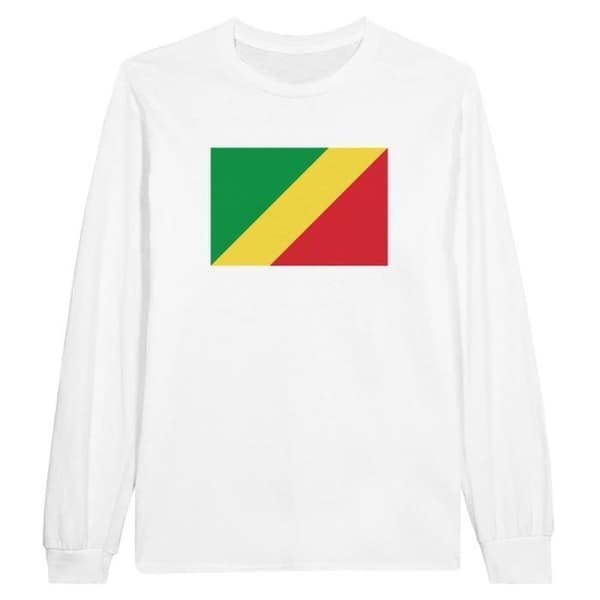 Långärmad T-shirt - Demokratiska republiken Kongo - Vit - 100% bomull - Klassisk passform - Unisex