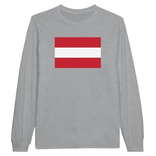 Långärmad T-shirt - PIXELFORMA - Österrikes flagga - Grå - 100% bomull - Herr