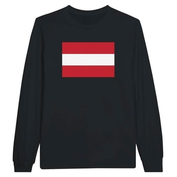 T-shirt med långa ärmar - PIXELFORMA - Österrikes flagga - 100% bomull - Långa ärmar - Optimalt komfort