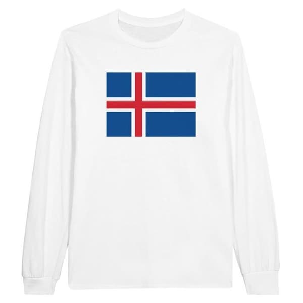 Island Flag Långärmad T-shirt - PIXELFORMA - Vit - Långärmad - Vanlig - Vuxen