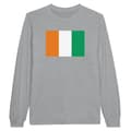 Miniatyrbild 1 av 3: Långärmad T-shirt - Elfenbenskustens flagga - Grå - 100% bomull - Klassisk passform - Unisex