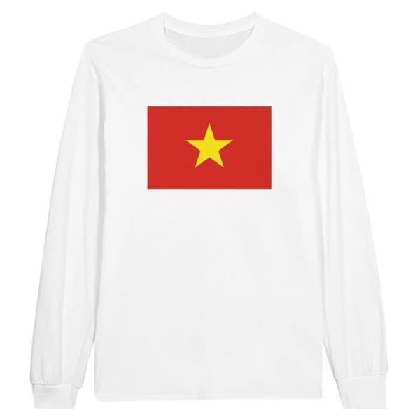 Långärmad T-shirt - PIXELFORMA - Vietnams flagga - 100% bomull - Långärmad - Klassisk passform