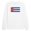 Miniatyrbild 1 av 3: Långärmad t-shirt - Cuba-flagg - Vit - 100% bomull - Optimalt komfort - Förstärkta sömmar