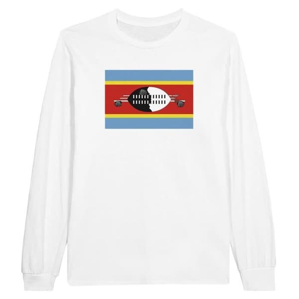 Långärmad t-shirt - PIXELFORMA - Flag of Eswatini - Vit - Vanlig - Långa ärmar