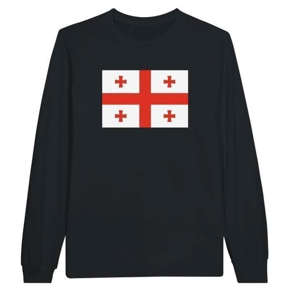 T-shirt med långärmar - PIXELFORMA - Georgiens flagga - 100% bomull - Långärmad - Optimal komfort