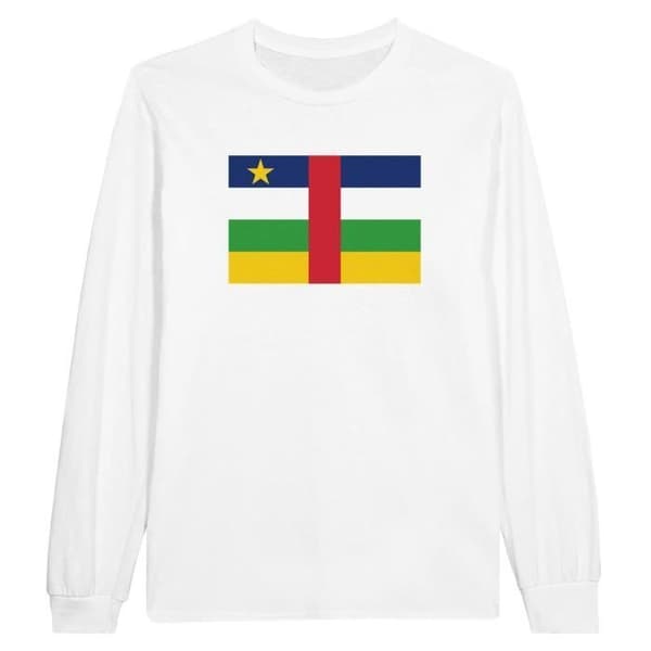 Centralafrikanska republikens flagga långärmad T-shirt i vit