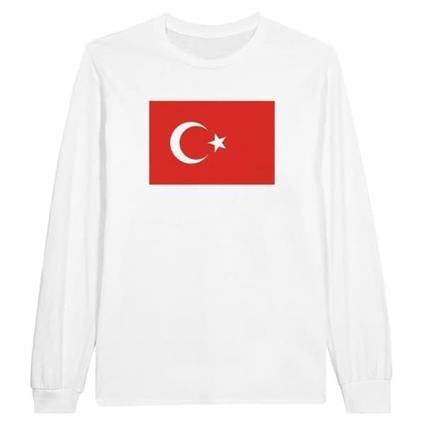 Långärmad t-shirt - PIXELFORMA - Turkiets flagga - 100 % bomull - Optimal komfort - Långa ärmar