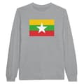 Miniatyrbild 1 av 3: Långärmad T-shirt - PIXELFORMA - Myanmars flagga - 100% bomull - Grå - Långärmad
