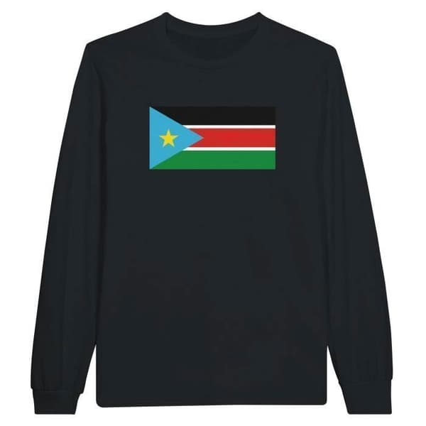 T-shirt med långa ärmar - Sydsudans flagga - Svart - 100% bomull - Regular fit - Unisex